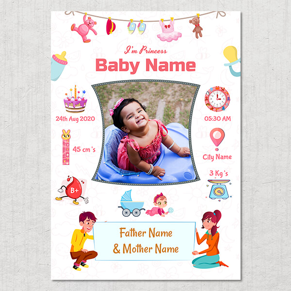 Custom Happy Crawling Baby Design Acrylic Photo Frame