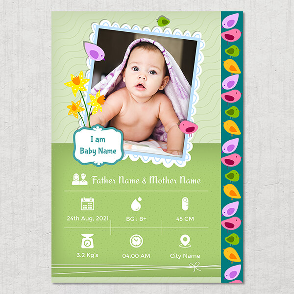 Custom Curious Baby And Lovely Birds Design Acrylic Photo Frame
