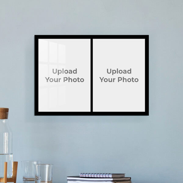 Custom 2 Pic Upload with Border Design: Landscape Acrylic Photo Frame with Image Printing – PrintShoppy Photo Frames