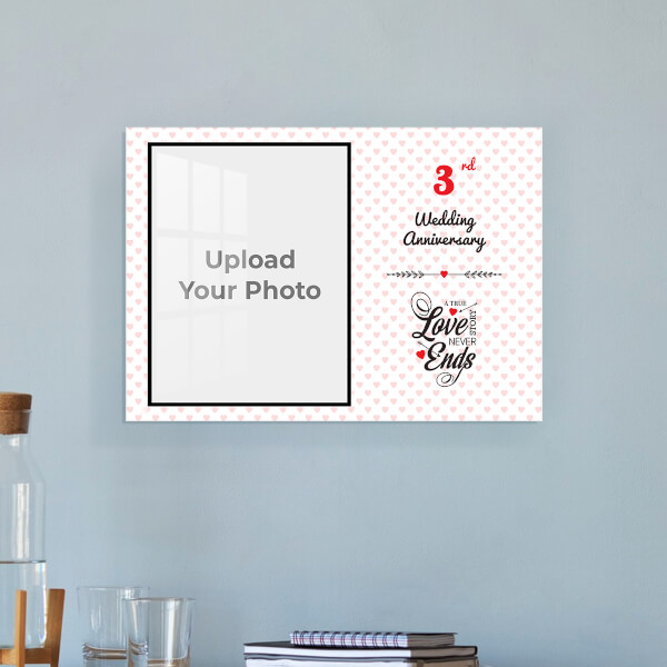 Custom A True Love Story Never Ends Quotation with Heart Border Design: Landscape Acrylic Photo Frame with Image Printing – PrintShoppy Photo Frames