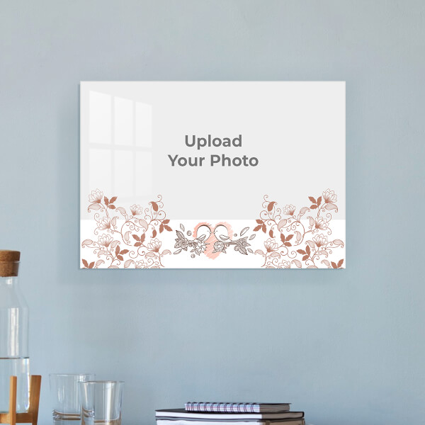 Custom Love Birds Behind Hearts Design: Landscape Acrylic Photo Frame with Image Printing – PrintShoppy Photo Frames