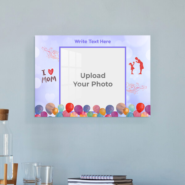 Custom Happy Birthday Mom Wishes with Watercolour Balloons Design: Landscape Acrylic Photo Frame with Image Printing – PrintShoppy Photo Frames