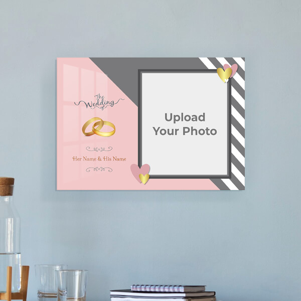 Custom Golden Rings and Golden Hearts Design: Landscape Acrylic Photo Frame with Image Printing – PrintShoppy Photo Frames
