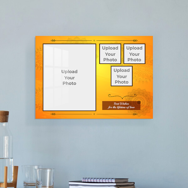 Custom Lifetime of Love Wishes with Traditional Background Design: Landscape Acrylic Photo Frame with Image Printing – PrintShoppy Photo Frames