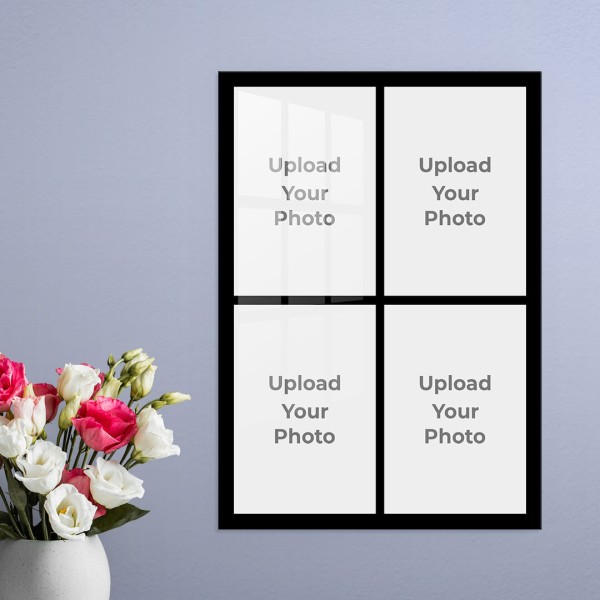 Custom 4 Pics Upload with Border Design: Portrait Acrylic Photo Frame with Image Printing – PrintShoppy Photo Frames