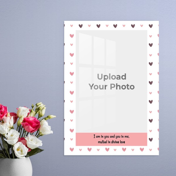 Custom Divine Love Quotation with Heart Symbols Border Design: Portrait Acrylic Photo Frame with Image Printing – PrintShoppy Photo Frames