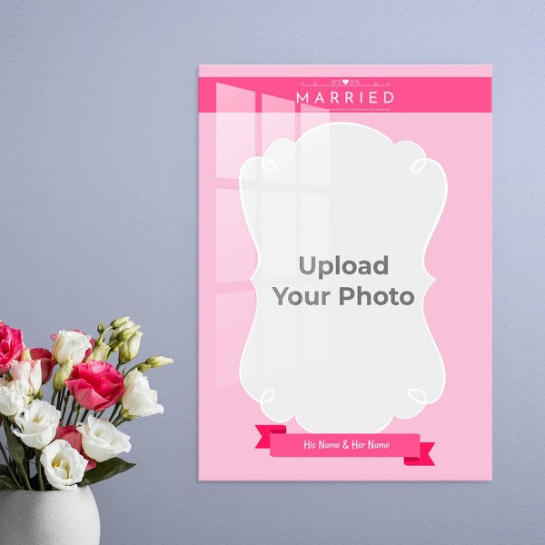 Custom Vintage Frame with Heart Symbols in Background Design: Portrait Acrylic Photo Frame with Image Printing – PrintShoppy Photo Frames