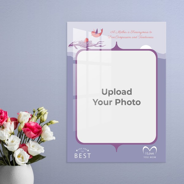 Custom Birds Nest with Best Mom Quotation Design: Portrait Acrylic Photo Frame with Image Printing – PrintShoppy Photo Frames