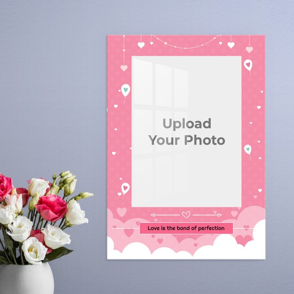 Custom Love is the Bond Quotation with Hanging Hearts Design: Portrait Acrylic Photo Frame with Image Printing – PrintShoppy Photo Frames