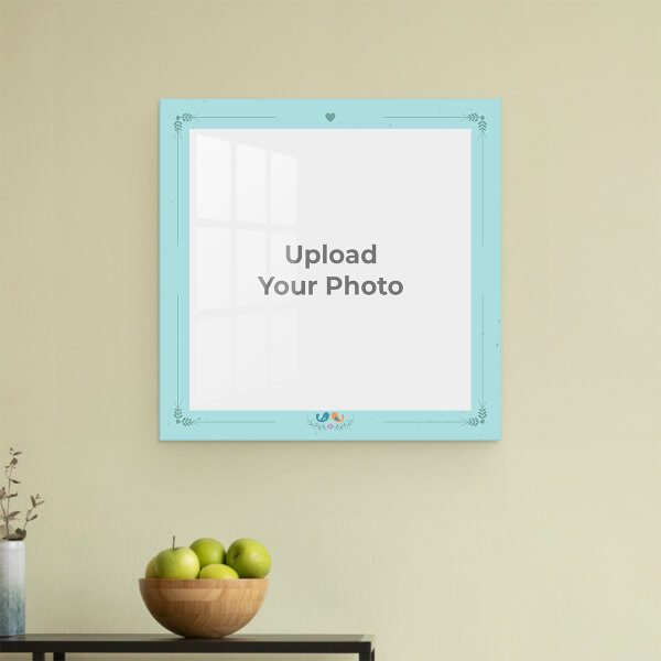 Custom Floral Border with Birds Nest: Square Acrylic Photo Frame with Image Printing – PrintShoppy Photo Frames