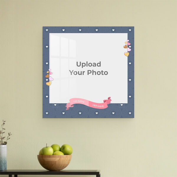Custom Abstract Background with Love Hangings Frame Design: Square Acrylic Photo Frame with Image Printing – PrintShoppy Photo Frames