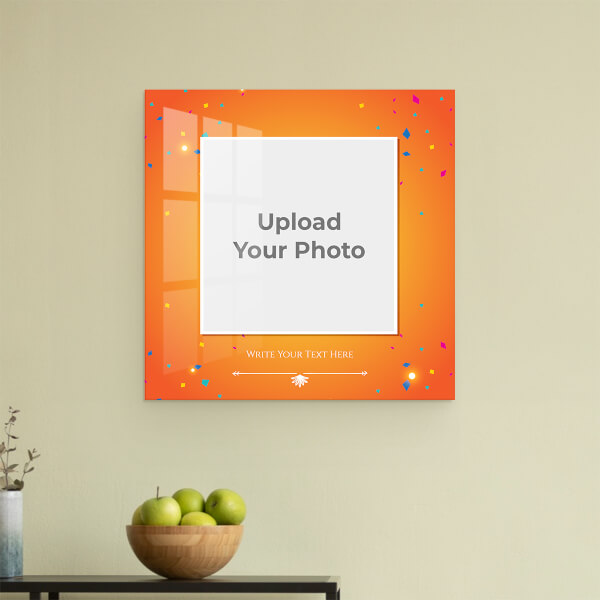 Custom Birthday Wishes with Confetti Design: Square Acrylic Photo Frame with Image Printing – PrintShoppy Photo Frames