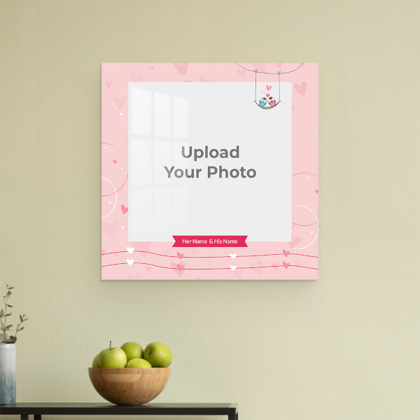 Custom Love Birds Design: Square Acrylic Photo Frame with Image Printing – PrintShoppy Photo Frames