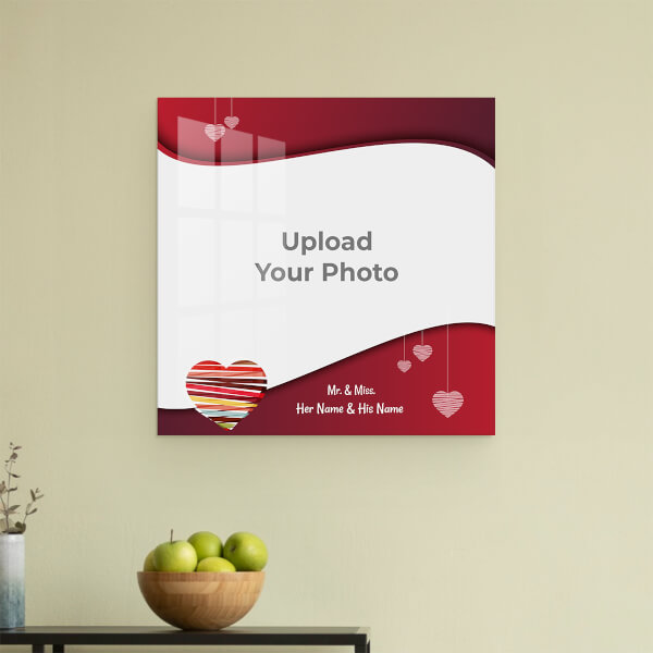 Custom Vintage Frame with Heart Symbols in Background Design: Square Acrylic Photo Frame with Image Printing – PrintShoppy Photo Frames
