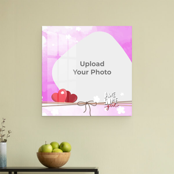 Custom Awesome Girl with Purple Watercolour Theme: Square Acrylic Photo Frame with Image Printing – PrintShoppy Photo Frames