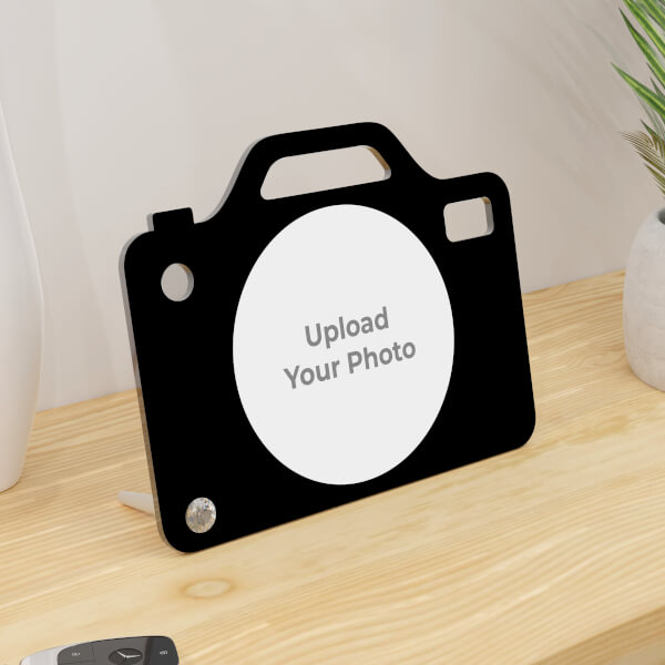 Custom Customized Acrylic Photo Stand With Image On Camera Design