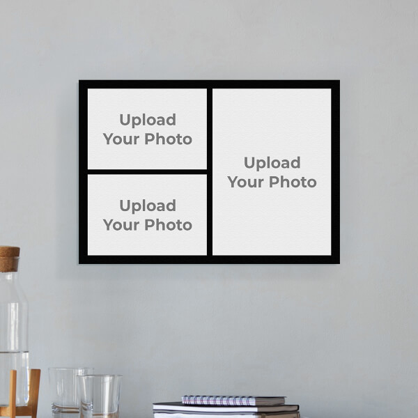 Custom 3 Pic Upload with Border Design: Landscape Aluminium Photo Frame with Image Printing – PrintShoppy Photo Frames
