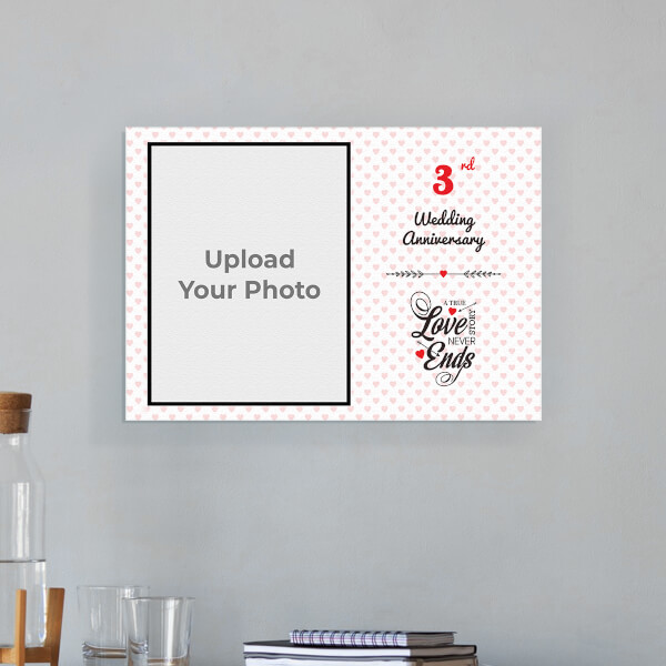 Custom A True Love Story Never Ends Quotation with Heart Border Design: Landscape Aluminium Photo Frame with Image Printing – PrintShoppy Photo Frames