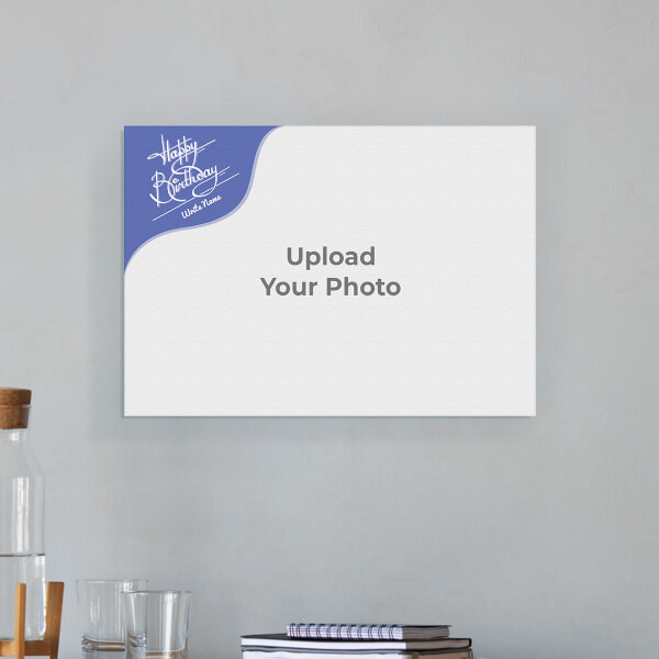 Custom Blue Wave Happy Birthday Frame Design: Landscape Aluminium Photo Frame with Image Printing – PrintShoppy Photo Frames