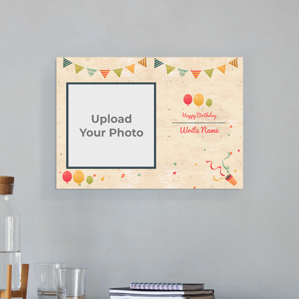 Custom Birthday Wishes with Pennants and Balloons Design: Landscape Aluminium Photo Frame with Image Printing – PrintShoppy Photo Frames