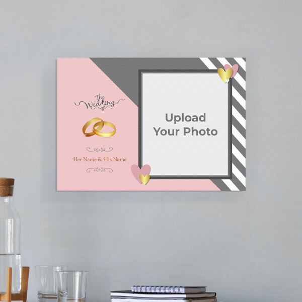 Custom Golden Rings and Golden Hearts Design: Landscape Aluminium Photo Frame with Image Printing – PrintShoppy Photo Frames