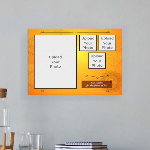 Custom Lifetime of Love Wishes with Traditional Background Design: Landscape Aluminium Photo Frame with Image Printing – PrintShoppy Photo Frames