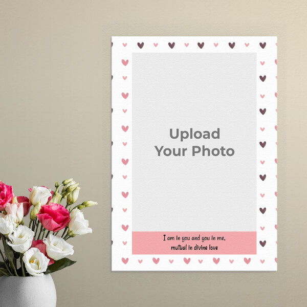 Custom Divine Love Quotation with Heart Symbols Border Design: Portrait Aluminium Photo Frame with Image Printing – PrintShoppy Photo Frames