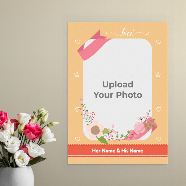 Custom Bouquet with Love Background Design: Portrait Aluminium Photo Frame with Image Printing – PrintShoppy Photo Frames
