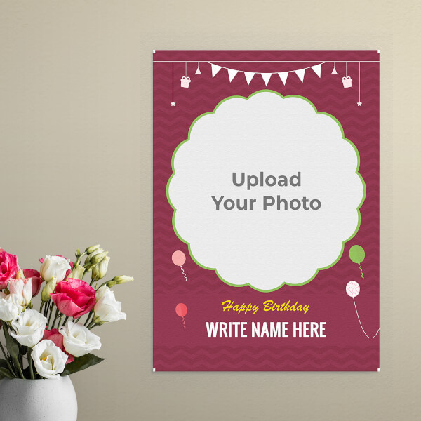Custom Birthday Wishes with Hanging Gifts and Balloons Design: Portrait Aluminium Photo Frame with Image Printing – PrintShoppy Photo Frames