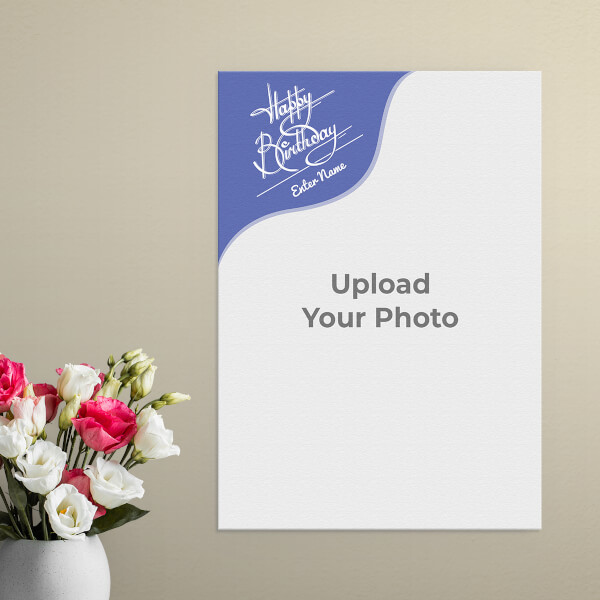Custom Blue Wave Happy Birthday Frame Design: Portrait Aluminium Photo Frame with Image Printing – PrintShoppy Photo Frames