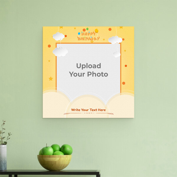 Custom Birthday Wishes with Hanging Clouds Design: Square Aluminium Photo Frame with Image Printing – PrintShoppy Photo Frames