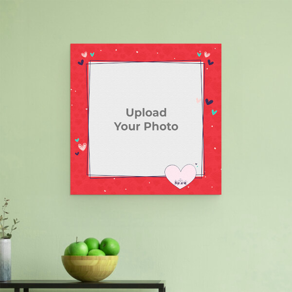 Custom Red Colour Background with Love Design: Square Aluminium Photo Frame with Image Printing – PrintShoppy Photo Frames