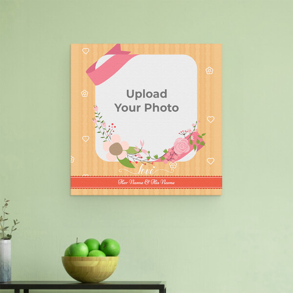 Custom Bouquet with Love Background Design: Square Aluminium Photo Frame with Image Printing – PrintShoppy Photo Frames
