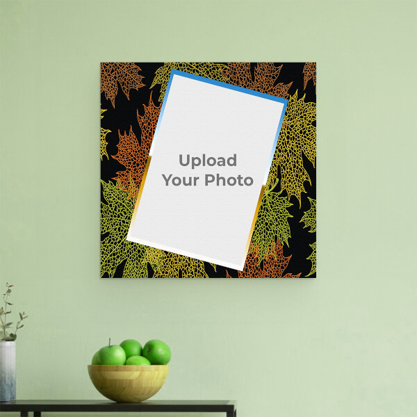 Custom Leaf Colourful Line art with multicolour Border Frame: Square Aluminium Photo Frame with Image Printing – PrintShoppy Photo Frames