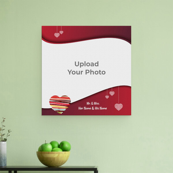 Custom Vintage Frame with Heart Symbols in Background Design: Square Aluminium Photo Frame with Image Printing – PrintShoppy Photo Frames