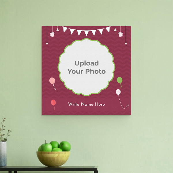 Custom Birthday Wishes with Hanging Gifts and Balloons Design: Square Aluminium Photo Frame with Image Printing – PrintShoppy Photo Frames
