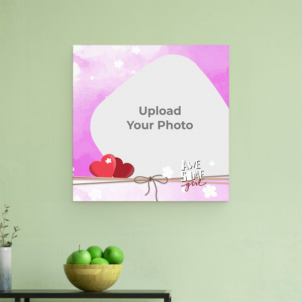Custom Awesome Girl with Purple Watercolour Theme: Square Aluminium Photo Frame with Image Printing – PrintShoppy Photo Frames