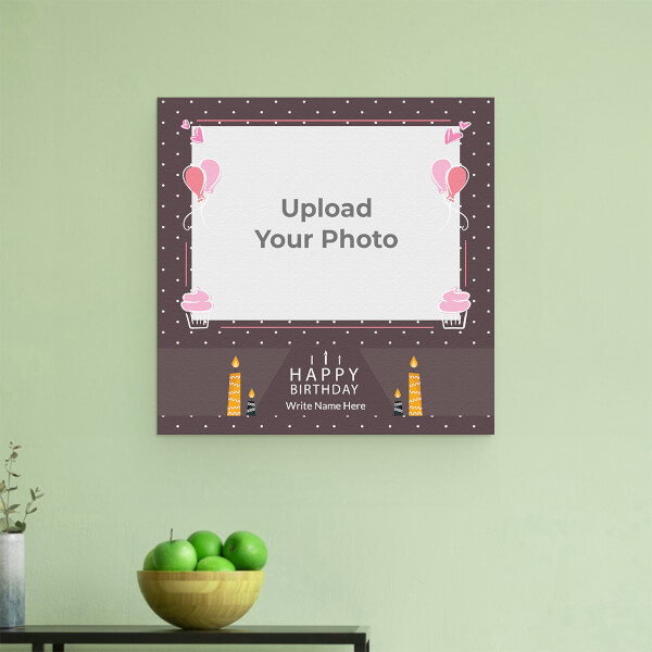 Custom Happy Birthday with Cup Cake Theme: Square Aluminium Photo Frame with Image Printing – PrintShoppy Photo Frames