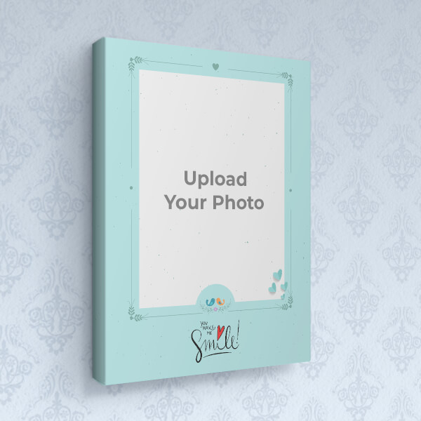 Custom You Make Me Smile with Love Birds Design: Portrait canvas Photo Frame with Image Printing – PrintShoppy Photo Frames