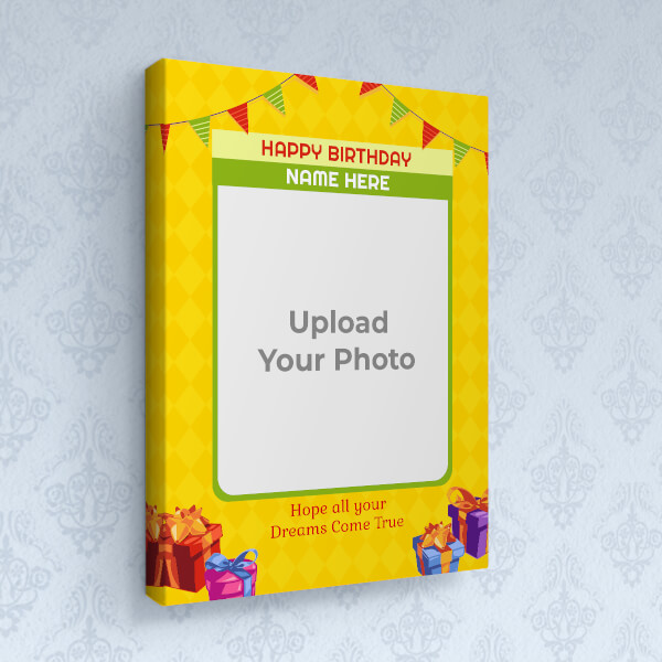 Custom Dreams Come True Happy Birthday Design: Portrait canvas Photo Frame with Image Printing – PrintShoppy Photo Frames