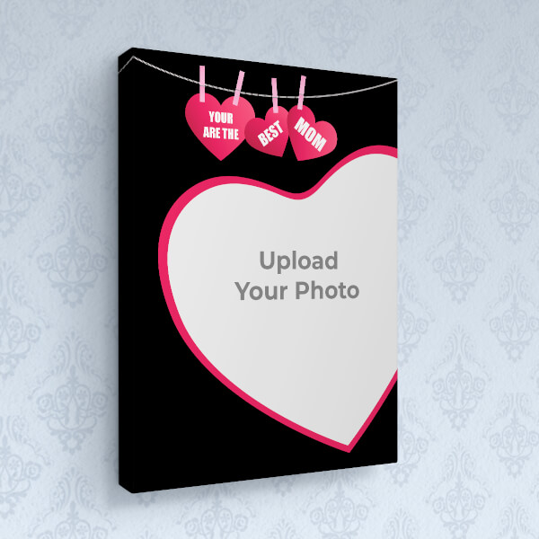 Custom Best Mom with Heart Symbols Design: Portrait canvas Photo Frame with Image Printing – PrintShoppy Photo Frames