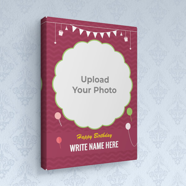 Custom Birthday Wishes with Hanging Gifts and Balloons Design: Portrait canvas Photo Frame with Image Printing – PrintShoppy Photo Frames