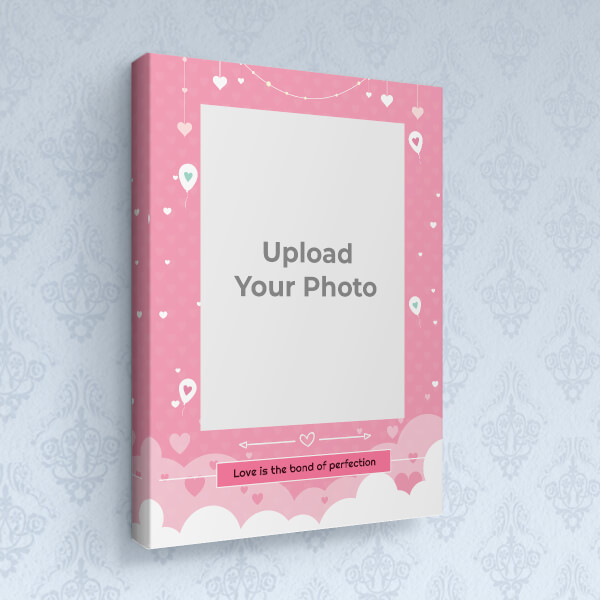 Custom Love is the Bond Quotation with Hanging Hearts Design: Portrait canvas Photo Frame with Image Printing – PrintShoppy Photo Frames