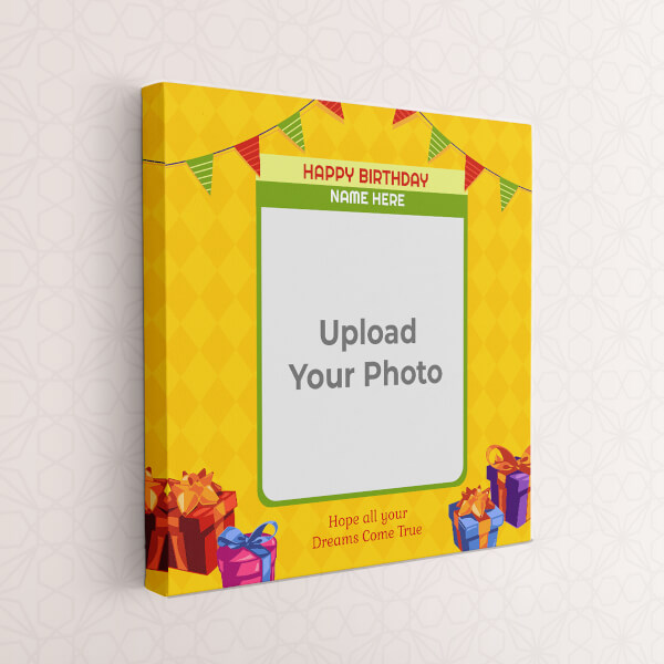 Custom Dreams Come True Happy Birthday Design: Square canvas Photo Frame with Image Printing – PrintShoppy Photo Frames