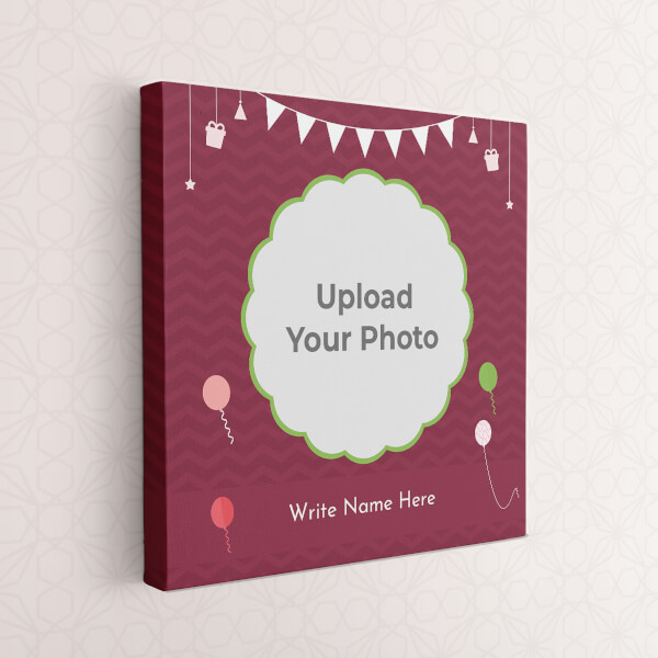 Custom Birthday Wishes with Hanging Gifts and Balloons Design: Square canvas Photo Frame with Image Printing – PrintShoppy Photo Frames