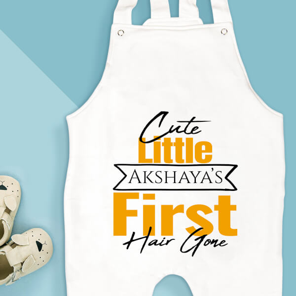 Custom 1st Hair Cut of The Cute Little Baby Milestone Collection Dungaree Design
