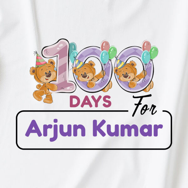 Custom 100 Days For The Baby Cute Teddy Bears Milestone Collection Dungaree Design