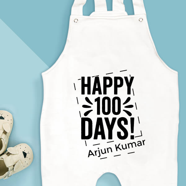 Custom Happy 100 Days Milestone Collection Dungaree Design