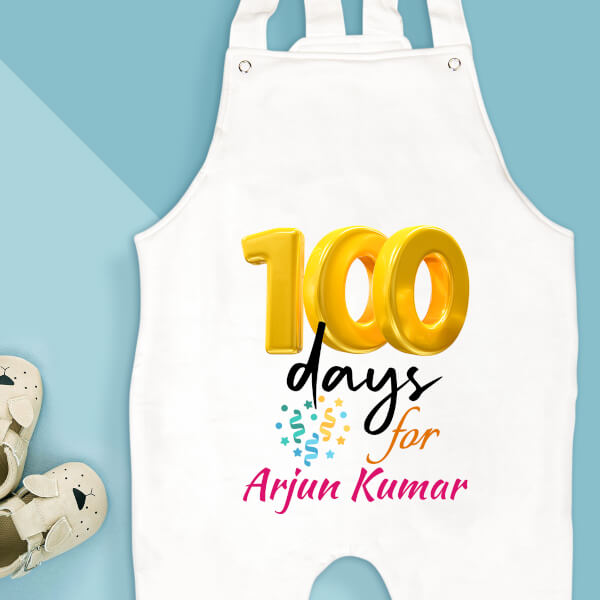 Custom 100 Days For The Baby Milestone Collection Dungaree Design