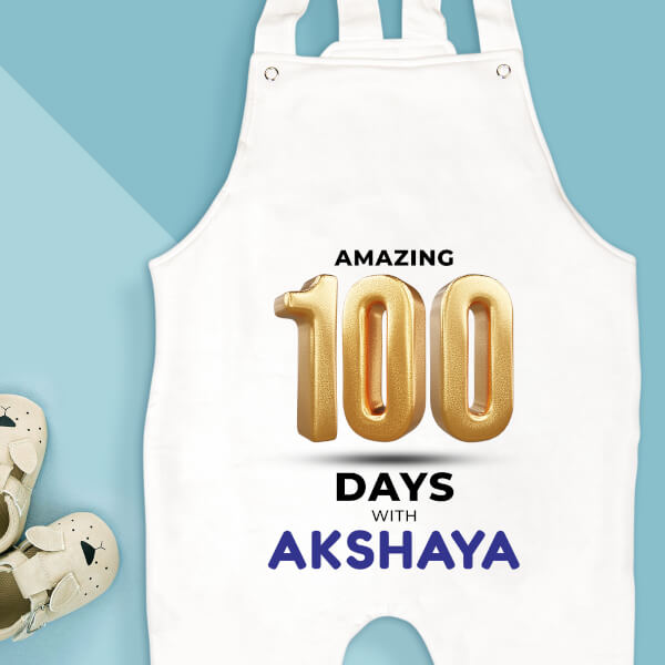 Custom Amazing 100 Days With The Baby Milestone Collection Dungaree Design
